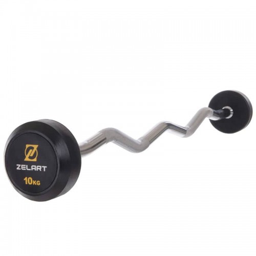Штанга фіксована вигнута обрезиненная ZelartRubber Coated Barbell 10кг, код: TA-2687-10-S52 Штанга фіксована вигнута обрезиненная ZelartRubber Coated Barbell 10кг, код: TA-2687-10-S52