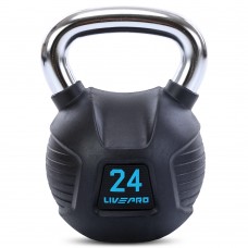 Гиря тренувальна цільна гумова з хромованою ручкою LiveUp 24кг, чорний, код: LP8043-24-S52 Гиря тренувальна цільна гумова з хромованою ручкою LiveUp 24кг, чорний, код: LP8043-24-S52
