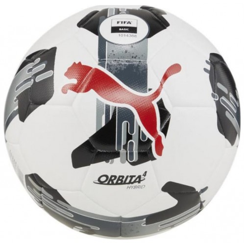 М"яч футбольний Puma Orbita 4 HYB (FIFA Basic) №5, білий-чорний-червоний, код: 4067981495528