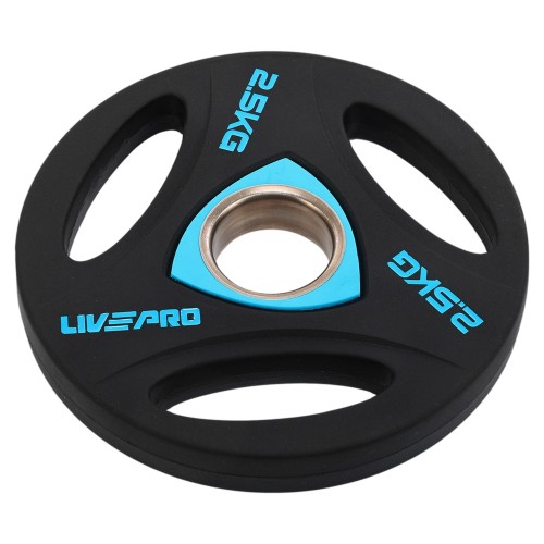 Диски поліуретанові з потрійним хватом та металевою втулкою LiveUp ø51мм, 2,5кг, чорний, код: LP8020-2_5 Диски поліуретанові з потрійним хватом та металевою втулкою LiveUp ø51мм, 2,5кг, чорний, код: LP8020-2_5