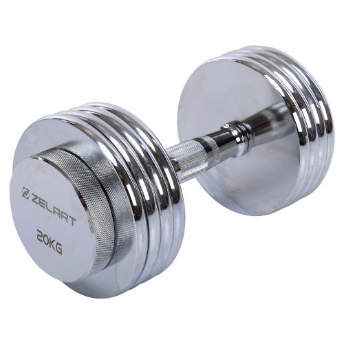 Гантель розбірна сталева хромована Zelart 1х20кг, хром, код: TA-5451-20-S52