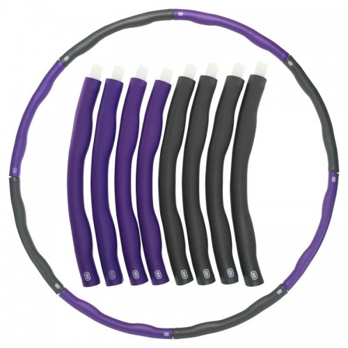Обруч масажний м"який FitGo Hula Hoop 980 мм, 8 секцій двоколірний фіолетовий-сірий, код: BY-018_VGR