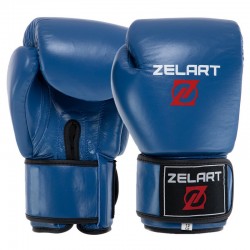 Рукавички шкіряні боксерські Zelart 12 унцій, синій, код: VL-8477_12BL
