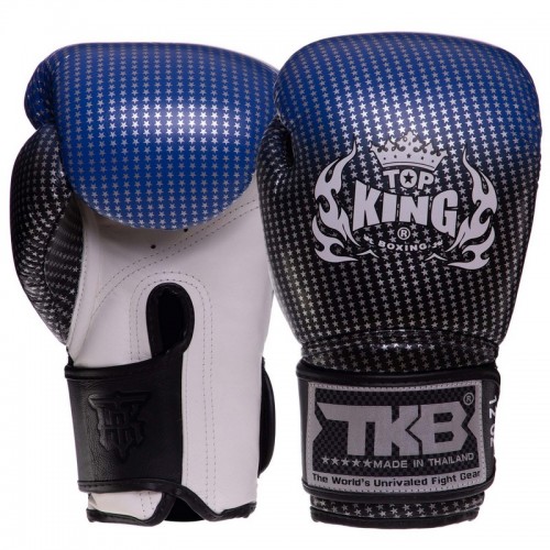 Рукавички боксерські  Top King Super Star шкіряні 16 унцій, чорний-синій, код: TKBGSS-01_16BL-S52