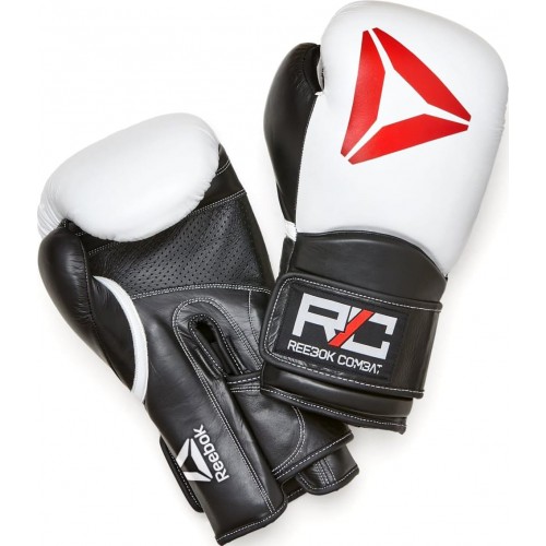 Боксерські рукавиці Reebok Combat Leather Boxing Gloves 10 унцій, чорний-білий, код: 885652010283 Боксерські рукавиці Reebok Combat Leather Boxing Gloves 10 унцій, чорний-білий, код: 885652010283