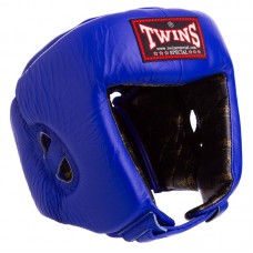 Шолом боксерський відкритий з посиленим захистом верхівки шкіряний Twins XL, синій, код: HGL-4_XLBL-S52