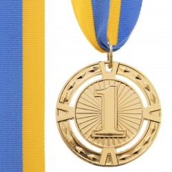 Медаль спортивна зі стрічкою PlayGame Ray золота, код: C-6401_G