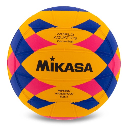 М"яч для водного поло Mikasa №5, жовтий-синій-рожевий, код: WP550C-S52