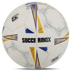 М"яч футбольний Soccermax №5 PU, білий-синій-золотий, код: FB-9492-S52
