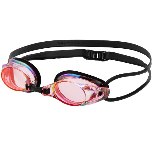 Окуляри для плавання стартові райдужні лінзи Yingfa червоний-чорний, код: Y185AF-V_RBK