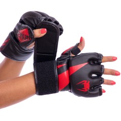 Рукавички для змішаних єдиноборств MMA XL, чорний-червоний, код: BO-8355_XLBKR