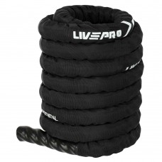 Канат для кросфіту в захисному рукаві LiveUp Battle Rope 9м, чорний, код: LP8172-9