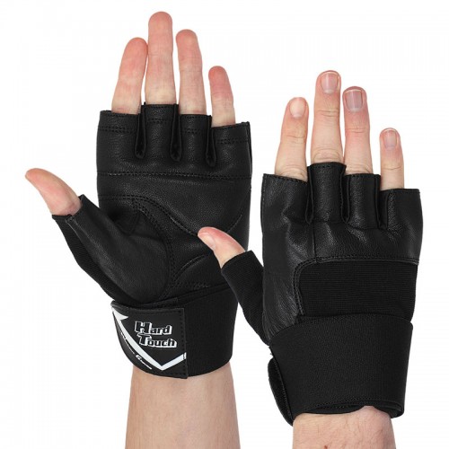 Рукавички для кроссфіту та воркауту шкіряні Hard Touch XL, чорний, код: BC-9527_XLBK