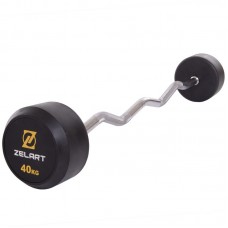 Штанга фіксована вигнута обрезиненная Zelart Rubber Coated Barbell 40 кг, код: TA-2687-40-S52