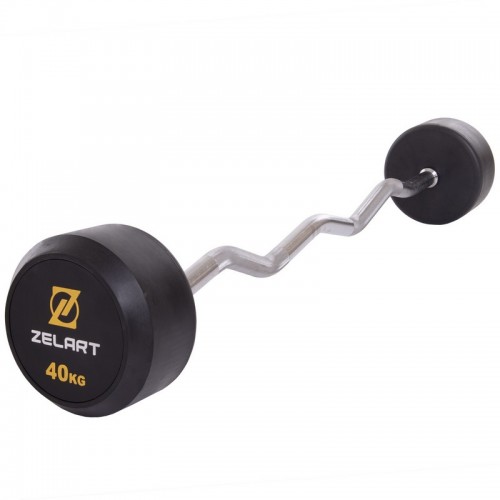 Штанга фіксована вигнута обрезиненная Zelart Rubber Coated Barbell 40 кг, код: TA-2687-40-S52