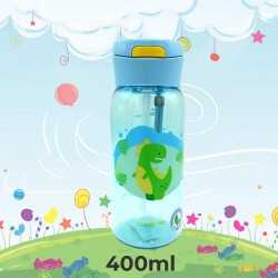 Пляшка для води Casno Діно з соломинкою 400 мл, блакитна, код: KXN-1195_Dino