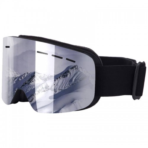 Окуляри гірськолижні Sposune чорні, дзеркальні срібні лінзи, код: HX028_BKGR