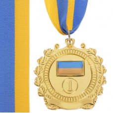 Медаль спортивная с лентой SP-Sport Ukraine золото, код: C-3163_G-S52
