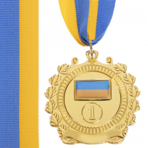Медаль спортивна зі стрічкою SP-Sport Ukraine золото, код: C-3163_G-S52