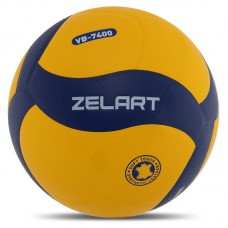 М"яч волейбольний Zelart №5 клеєний, жовтий-синій, код: VB-7400_YBL