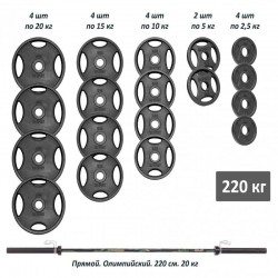 Професійна штанга RN-Sport з металевими дисками у порошковому фарбуванні 220 кг, код: RN_Ch220 Професійна штанга RN-Sport з металевими дисками у порошковому фарбуванні 220 кг, код: RN_Ch220