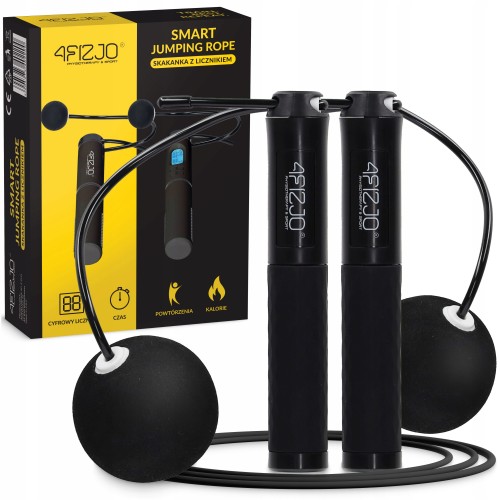 Скакалка з лічильником 4Fizjo 2 в 1 провідна/бездротова, чорний, код: P-5905973402200