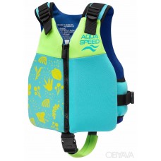 Жилет для плавання дитячий Aqua Speed Safe Splash 15-19 кг, бірюзовий-салатовий-синій, код: 5905718611225