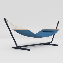 Стійка для гамака 50х50 + Двомісний гамак WCG Soft XXL 200x140 з планками, блакитний, код: W-5050H05-2-IF