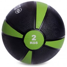 М"яч медичний медбол Zelart Medicine Ball 2 кг, чорний-зелений, код: FI-5122-2