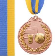 Медаль спортивна зі стрічкою PlayGame Баскетбол бронза, код: C-4849_B