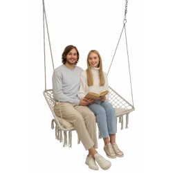 Крісло-гойдалка підвісна двомісна WCG 120 см + м’яка подушка, білий, код: QNSW09WH-IF