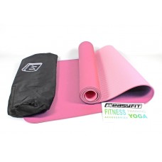 Килимок для йоги та фітнесу EasyFit TPE+TC 6 мм двошаровий + Чохол рожевий c св.рожевий, код: EF-1924E-P/P
