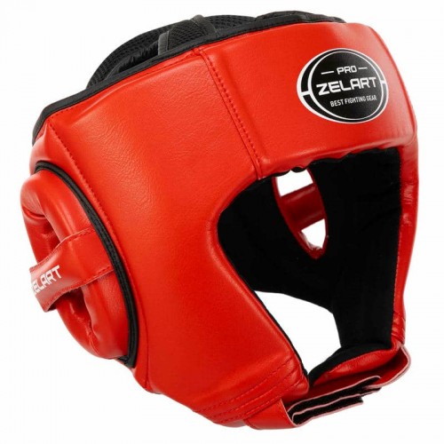 Шолом боксерський відкритий шкіряний Zelart L, червоний, код: BO-3904_LR