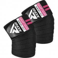 Бинти на коліна RDX Gym Knee Wrap R11, чорний-рожевий, код: WAH-KR11BP