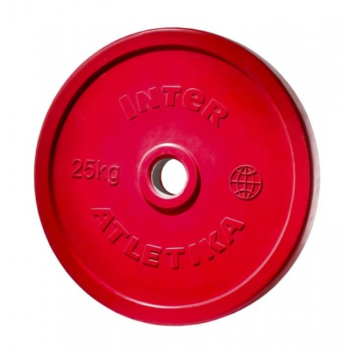 Диск прогумований InterAtletika червоний 25 кг, код: LCA035-M Диск прогумований InterAtletika червоний 25 кг, код: LCA035-M