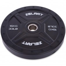 Бамперні диски для кроссфіта Zelart Bumper Plates 15 кг, чорний, код: TA-2258-15-S52