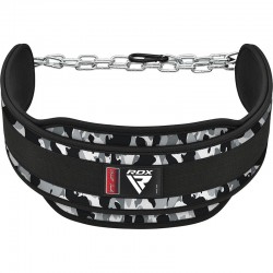 Пояс для обтяжень неопреновий з ланцюгом RDX T7 Pro Dipping Belt 2 Layer Camo Grey, код: WDB-T7CG