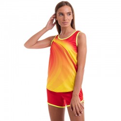 Форма для легкої атлетики жіноча Lingo S, зріст 145-150, червоний-жовтий, код: LD-5806_SRY