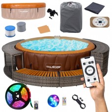 Джакузі-SPA надувне Thunder Mocha 6-місне + сірі меблі з ротанга – 8 шт, код: Mocha-FULL-GRAY-IN