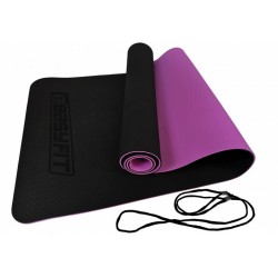 Килимок для йоги та фітнесу EasyFit TPE+TC двошаровий 1830x610x6 мм, чорний-фіолетовий, код: EF-1924-BV-EF