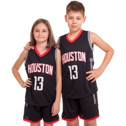 Форма баскетбольна підліткова PlayGame NB-Sport NBA Houston 13 2XL (16-18 років), 160-165см, чорний-червоний, код: BA-0968_2XLBKR