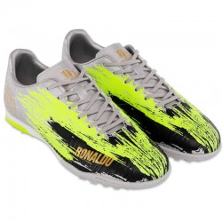 Сороконіжки футбольні Blue Okean Ronaldo розмір 39, срібний-чорний-салатовий, код: 240329-C-3_39