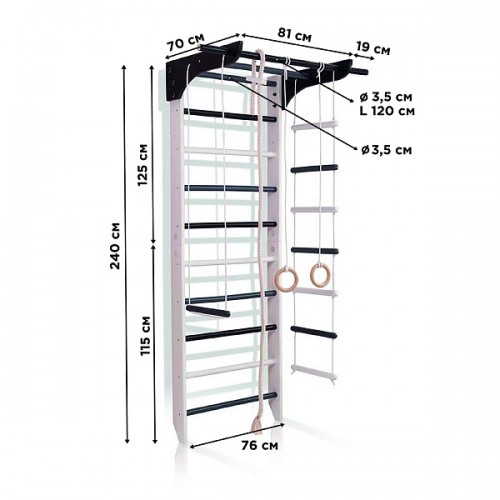 Спортивний куточок SportBaby 6-Lux 760х2400 мм, чорний, код: 6-Lux 1-240