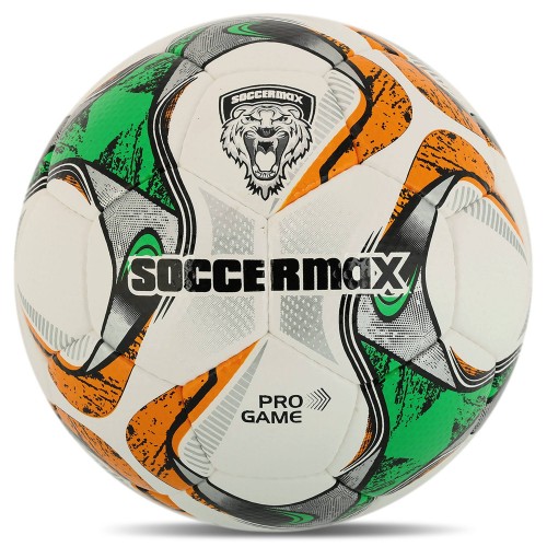 М"яч футбольний професійний Soccermax №5 PU, білий-зелений, код: FB-4069