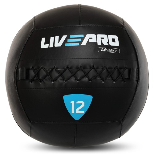 М"яч набивний медичний для кросфіту LiveUp 12кг, чорний, код: LP8103-12