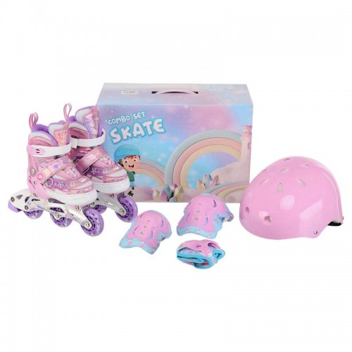 Роликові ковзани розсувні дитячі із захистом й шоломом у комплекті Banwei XS (27-30), бузковий-білий, код: BW-902-9_XSBU