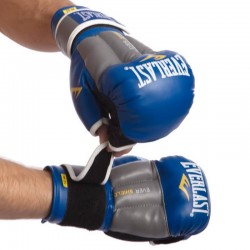 Рукавички гібридні для єдиноборств ММА Everlast 12 унцій, синій-сірий, код: LD-P0000663-12BLGR