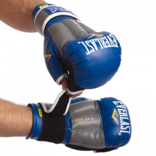 Рукавички гібридні для єдиноборств ММА Everlast 12 унцій, синій-сірий, код: LD-P0000663-12BLGR