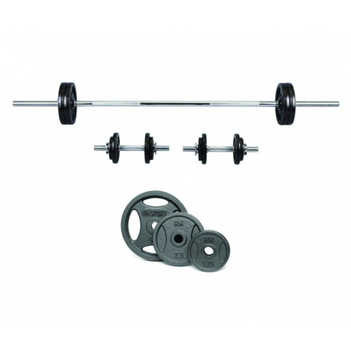 Набірні гантелі RN Sport по 16 кг + штанга 50 кг, код: RN-ch1650