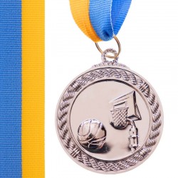 Медаль спортивна зі стрічкою PlayGame Баскетбол срібна, код: C-7019_S
